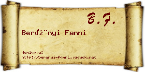 Berényi Fanni névjegykártya